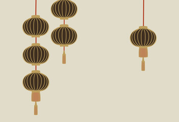  Illustration for Asian-style lantern background