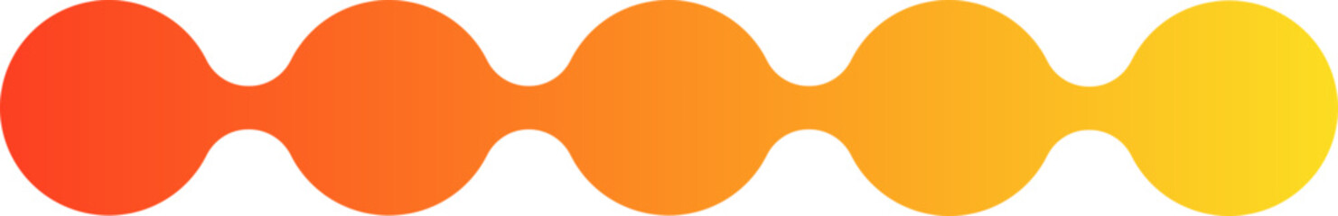 Four small gradient circles aligned in a horizontal modular geometric row.