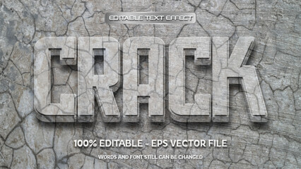Crack editable text effect with natural stone background