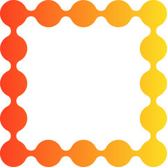 Gradient circles aligned to form a modular geometric border outlining a small square.