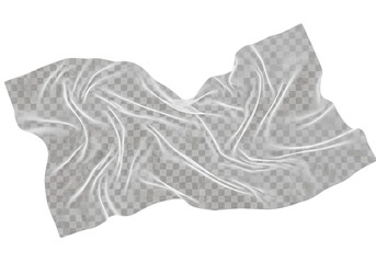 A flowing, translucent fabric, draped and billowing,  displays subtle texture against a plain black background.