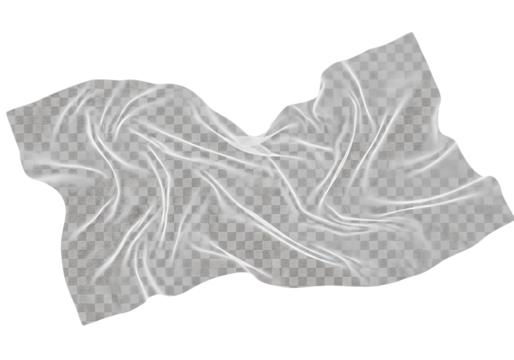 A flowing, translucent fabric, draped and billowing,  displays subtle texture against a plain black background.