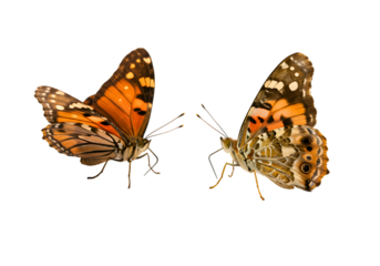 Painted Lady Butterflies: A Delicate Duet Isolated on Transparent Background