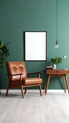 Modern living room with armchair and framed artwork