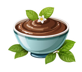 Delicious Bowl of Chocolate Pudding Isolated on a Transparent Background