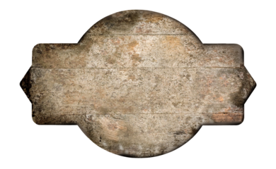 Old weathered wooden sign with transparent background for easy editing