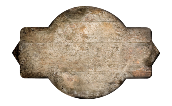 Old weathered wooden sign with transparent background for easy editing