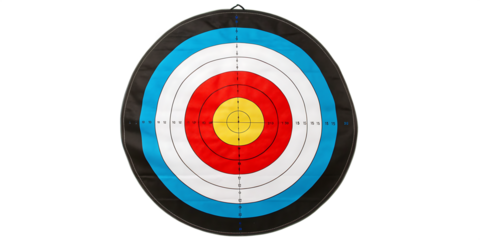Archery Target with Concentric Rings and Numbers sport recreation isolated on a transparent background