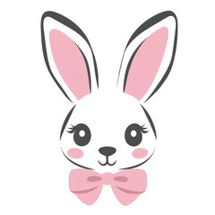 Cute rabbit with a pink bow around its neck