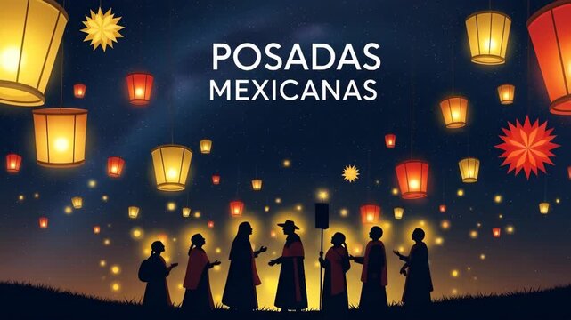 Mexican lantern festival celebration: night sky illuminated with lanterns and gathering