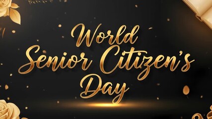 Celebrating world senior citizen's day with golden elegance and floral accents