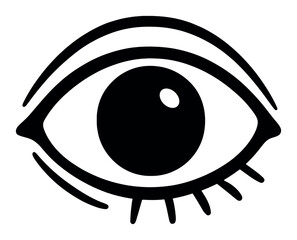 Abstract design of black eye silhouette on gradient gray background