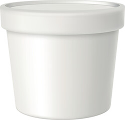 Realistic plastic container bucket with lid, package for ice cream, jam and products, vector 3D mock up, template design