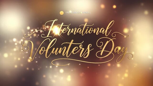 Golden glow celebration for international volunteers day with elegant sparkling lights