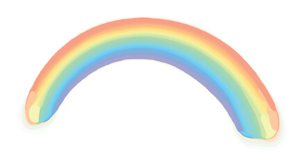 Vibrant rainbow against serene misty background