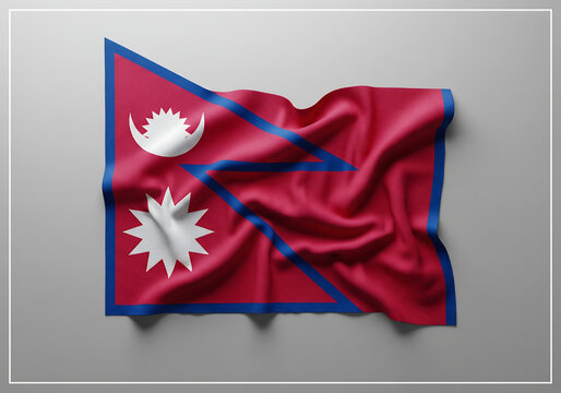Nepal Flag Detailed Textile Design With Sun Moon National Symbol