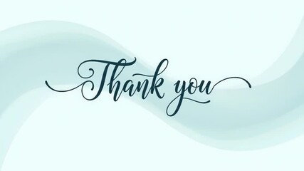 Elegant thank you message with flowing wave design in soft pastel blue background - Powered by Adobe
