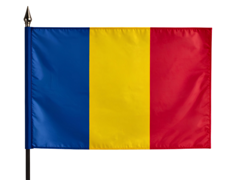 Romania National Flag Isolated on Transparent Background.
