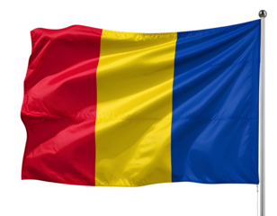 Romania National Flag Isolated on Transparent Background.