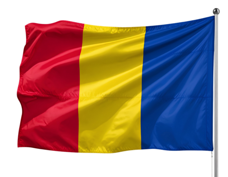 Romania National Flag Isolated on Transparent Background.