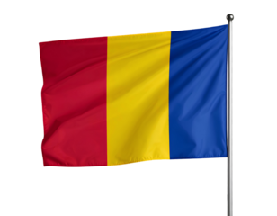 Romania National Flag Isolated on Transparent Background.