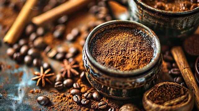 coffee beans and a cup of coffee. Selective focus. nature.