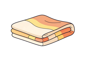 A folded, colorful blanket, showcasing soft, warm hues of orange and yellow.