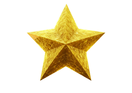 Isolated shiny golden star shape isolated on transparent background