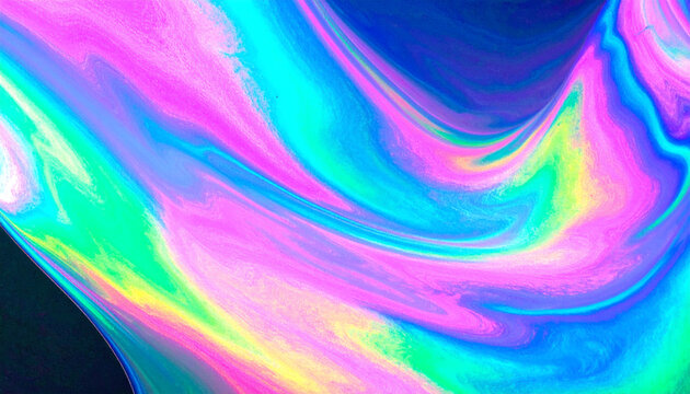 Holographic Rainbow Foil Iridescent Texture Background, Abstract Hologram Effect, Shimmering Metallic Colors, High-Resolution Iridescent Surface for Design and Creative Projects