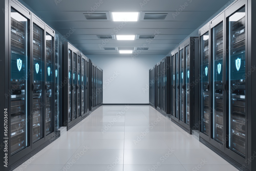 Aufkleber modern server room with high-tech servers reflecting advanced data storage technology
