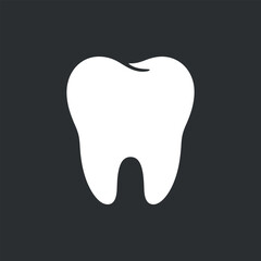 Simple White Tooth Icon on Dark Background for Dental Health and Hygiene Related Designs Vector