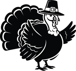 Thanksgiving turkey vector art of thanksgiving turkey wearing a pilgrim hat for holiday celebration and autumn season vector