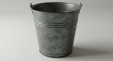 Aged Metal Bucket with a Weathered Surface