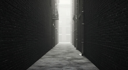 Desaturated Urban Alley with Fog and Brick Walls