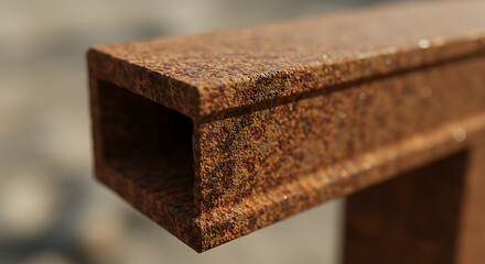 Close-up of a Rusted I-Beam, Textured Surface