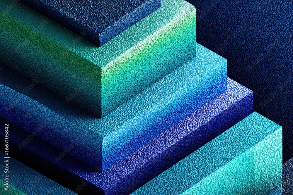 Poster vibrant layers of textured foam in shades of blue and green create an abstract visual experience