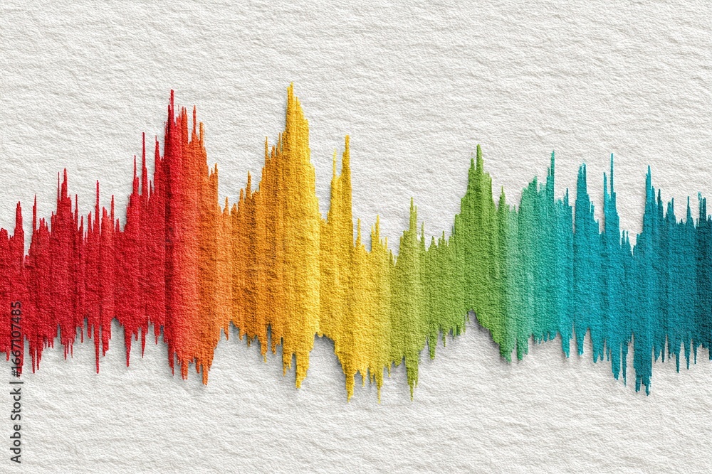 Poster vibrant sound wave illustration showing a spectrum of colors blending seamlessly in an artistic repr