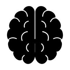 Simplified Black and White Illustration of a Human Brain with Clear Symmetry