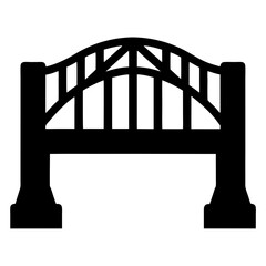 Black and white artistic rendering of a simple bridge design with arched top