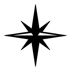 Black Starburst with Pointed Rays, Geometric Sharp Star Shape Illustration
