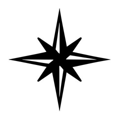 Obraz premium A bold and sharp eight pointed star icon in black silhouette