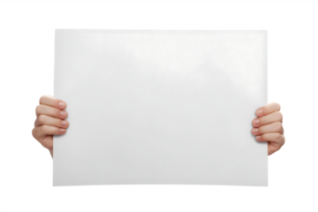 Hands Holding Blank White Paper Against Transparent Background graphic design isolated on a transparent background