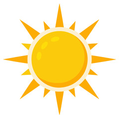 Bright yellow sun with sharp orange rays