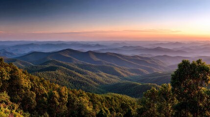 Fototapeta premium Twilight serenity on rolling hills