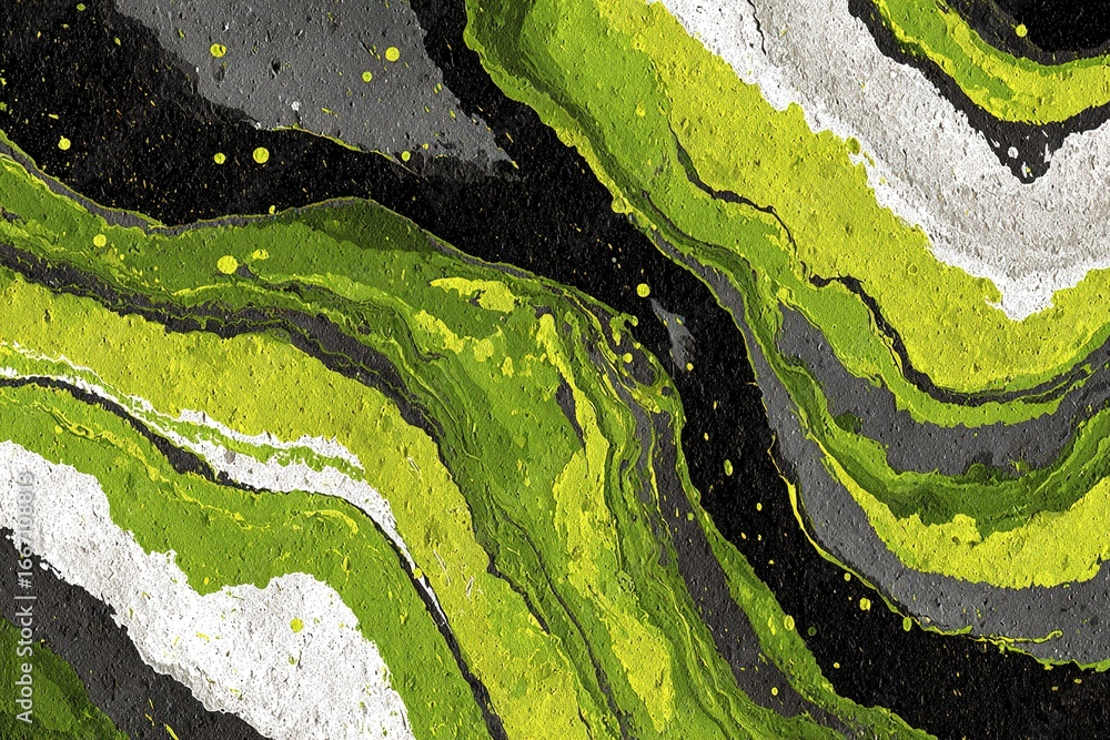 Poster bold green abstract waves create a striking visual in a textured background