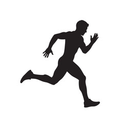 Silhouette of a Man Running with Determination and Speed Isolated on White Background Ready for Training and Athletic Endeavors