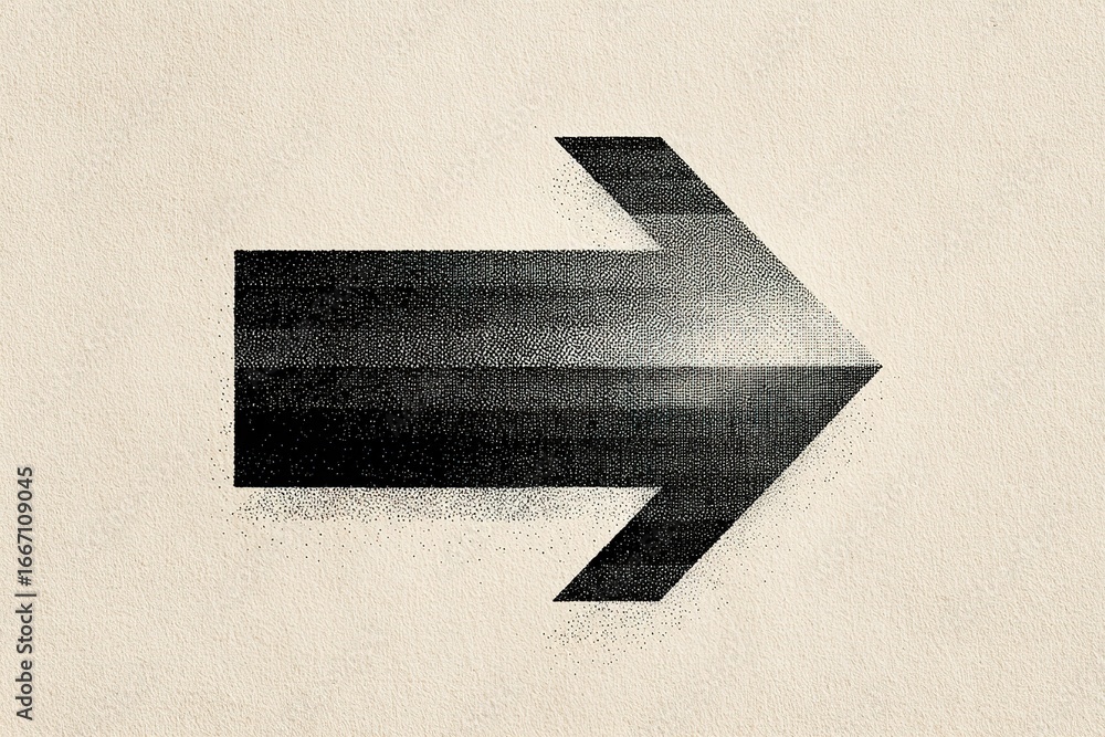 Poster arrow pointing right on a textured background showcasing contrast and directionality in a minimalist