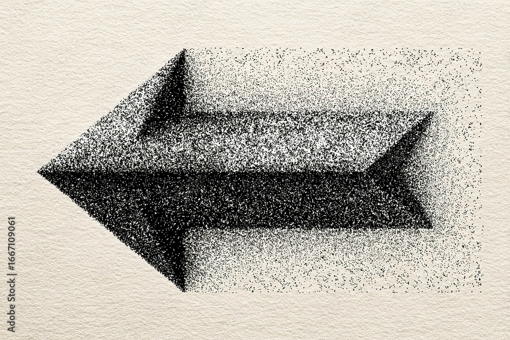 Aufkleber textured left arrow design created with dots on cream paper background showcasing a unique artistic 