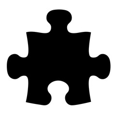 Isolated black puzzle piece representing solutions, strategy and teamwork concept