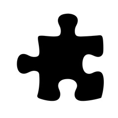 Fototapeta premium Black puzzle piece illustration symbolizing connection, problem solving and integration